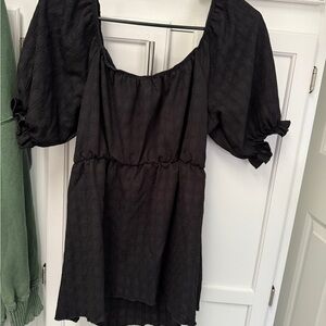 White Birch Black Ruffled Relaxed Blouse